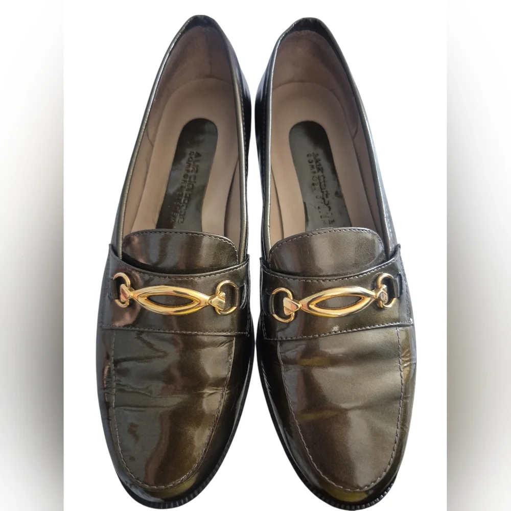 Vintage Bronze Metallic Patent Leather Liz Claiborne Bit Loafers - Size 7N